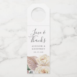 水彩バラとランパーソナライズされた結婚ズ ボトルネックタグ