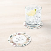 水彩バラとランパーソナライズされた結婚ズ ラウンドペーパーコースター (インサイチュ)