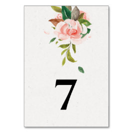 水彩バラと結婚葉 テーブルナンバー