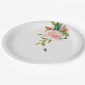 水彩バラと結婚葉 ペーパープレート (アングル)