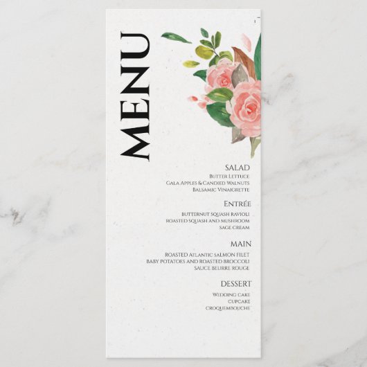水彩バラと結婚葉 メニュー (正面)