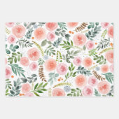 水彩バラと緑葉の ラッピングペーパーシート (正面3)