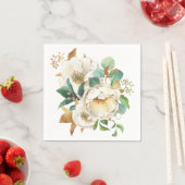 水彩バラと葉紙ナプキン スタンダードカクテルナプキン (インサイチュ)