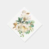 水彩バラと葉紙ナプキン スタンダードカクテルナプキン (角)