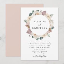 水彩バラと蘭フローラフレーム結婚ズ 招待状