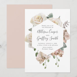 水彩バラと蘭フローラフレーム結婚ズ 招待状