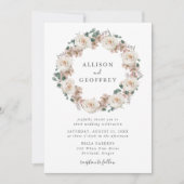 水彩バラと蘭フローラリース結婚ズ 招待状 (正面)