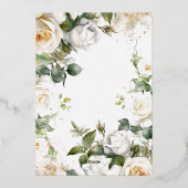 水彩バラと金ゴールドエレガントフローラ結婚ズ 箔招待状 (裏面)