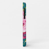 水彩バラのピンクとクリームのティール(緑がかった色) Case-Mate iPhoneケース (裏面/左)