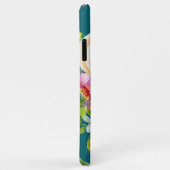 水彩バラのピンクとクリームのティール（緑がかった色） Case-Mate iPhoneケース (裏面/右)