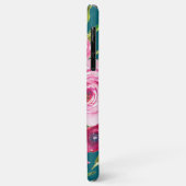 水彩バラのピンクとクリームのティール（緑がかった色） Case-Mate iPhoneケース (裏面/左)