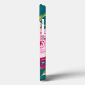 水彩バラのピンクとクリームのティール(緑がかった色) Case-Mate iPhoneケース (裏面 / 左)