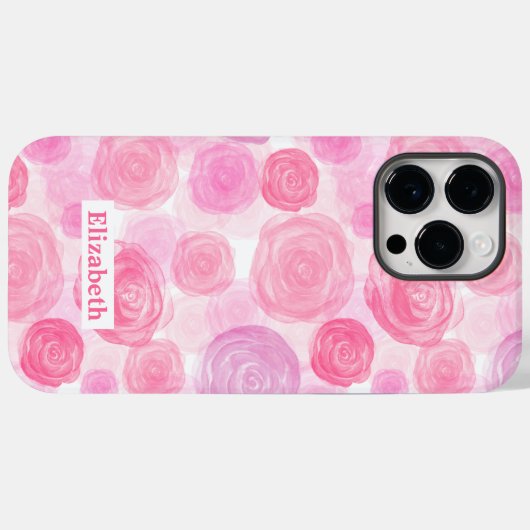 水彩バラの模様 Case-Mate iPhoneケース (裏面 (横))
