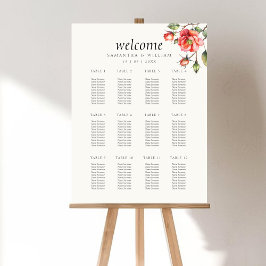 水彩バラの結婚花の座席表 ポスター