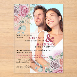 水彩バラアクリルフォト結婚式招待状 アクリル招待状