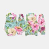 水彩バラインピンクアクアグリッター パーソナライズされた フェイバーボックス (折り畳みなし)