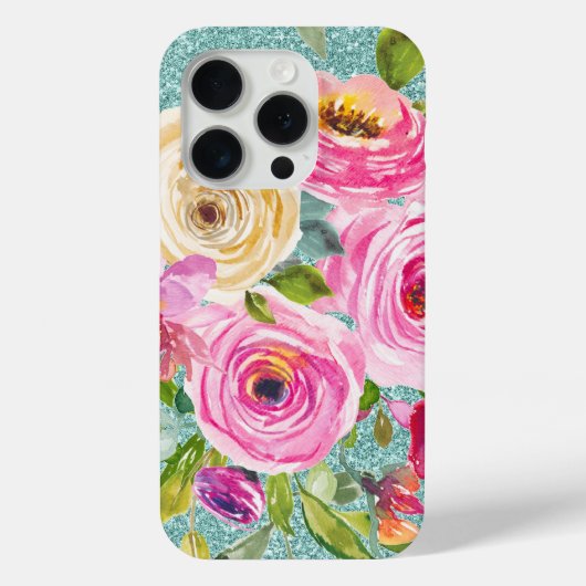 水彩バラインピンククリームアクアグリッター Case-Mate iPhoneケース (裏面)