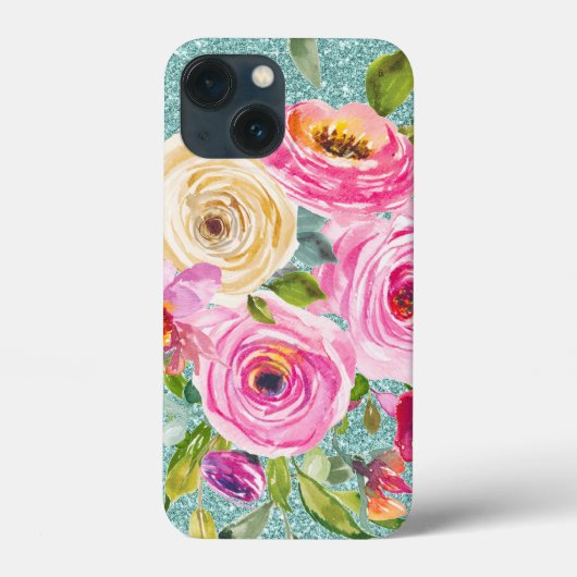 水彩バラインピンククリームアクアグリッター Case-Mate iPhoneケース (裏面)