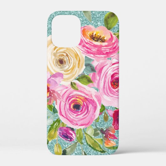 水彩バラインピンククリームアクアグリッター Case-Mate iPhoneケース (裏面)