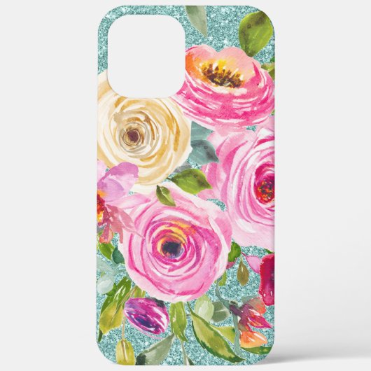 水彩バラインピンククリームアクアグリッター Case-Mate iPhoneケース (裏面)