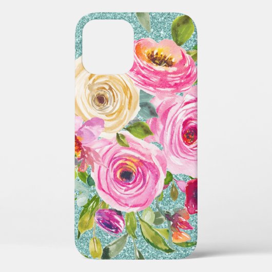 水彩バラインピンククリームアクアグリッター Case-Mate iPhoneケース (裏面)