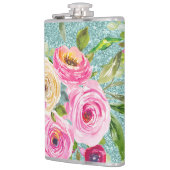 水彩バラインピンク&クリームアクアグリッター フラスク (左)