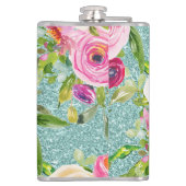 水彩バラインピンク&クリームアクアグリッター フラスク (裏面)