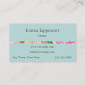 水彩バラインピンク&クリームアクアグリッター 名刺 (裏面)