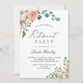 水彩バラエレガントフローラ除去パーティー 招待状 (正面)
