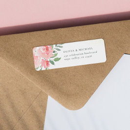 水彩バラエレガント差出人住所 ラベル