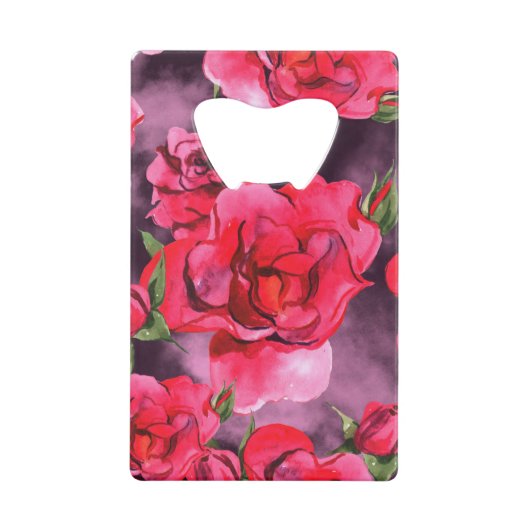 水彩バラオンスモーキーパープル クレジットカード栓抜き (正面)