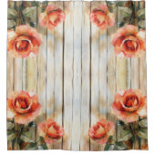 水彩バラオン木材 シャワーカーテン (正面)