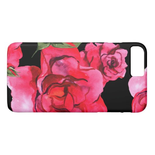 水彩バラオン黒 Case-Mate iPhoneケース (裏面(横))