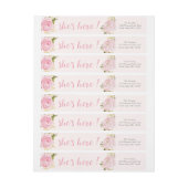 水彩バラカスタムピンク生誕発表 ラップアラウンドラベル (シート)