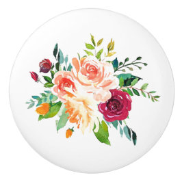 水彩バラカントリーセラミックプル セラミックノブ