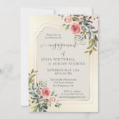 水彩バラガーデン婚約招待状 招待状 (正面)