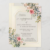 水彩バラガーデン婚約招待状 招待状 (正面/裏面)