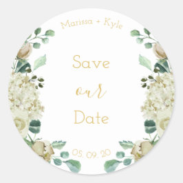 水彩バラガーデン救私たちの日付封筒用シール ラウンドシール