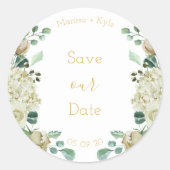 水彩バラガーデン救私たちの日付封筒用シール ラウンドシール (正面)