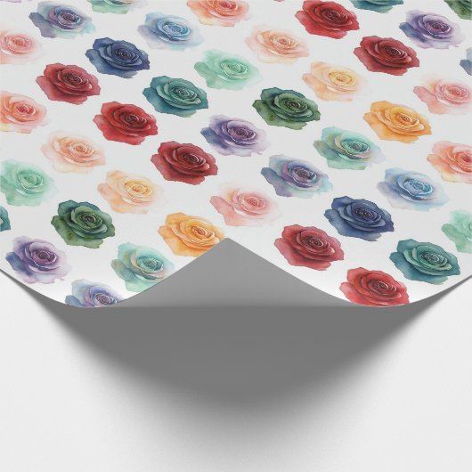 水彩バラギフトラップ – タイムレスエレガンス ラッピングペーパー (角)
