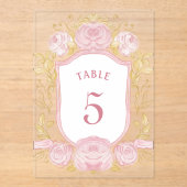 水彩バラクレストアクリルテーブル番号 アクリル招待状 (正面)