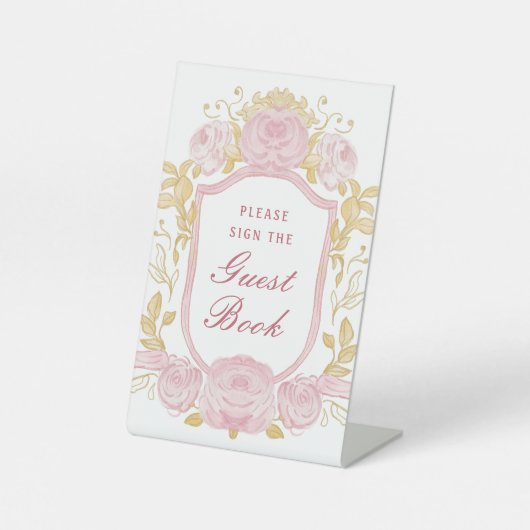 水彩バラクレストゲストブックペデスタルサイン 台座サイン (正面)