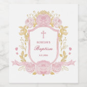 水彩バラクレストバプティスワインラベル ワインラベル (シングルラベル)