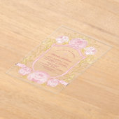 水彩バラクレストバプテスマ アクリル招待状 (レイダウン)