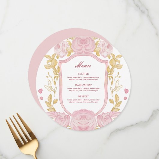 水彩バラクレストラウンド メニュー (正面/裏面インサイチュ)