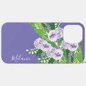 水彩バラグリーンリーパープルグリーンモノグラムの Case-Mate iPhoneケース (裏面 (横))