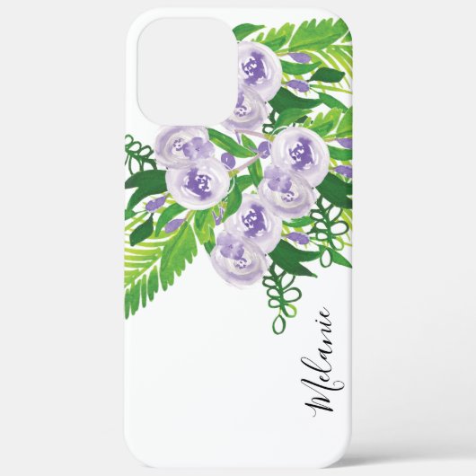 水彩バラグリーンリーパープルグリーンモノグラムの Case-Mate iPhoneケース (裏面)