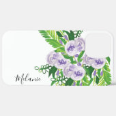 水彩バラグリーンリーパープルグリーンモノグラムの Case-Mate iPhoneケース (裏面 (横))