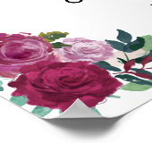 水彩バラゲストブック書道標識 ポスター (角)