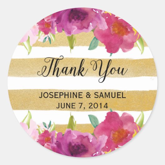 水彩バラサンキューラウンドシール ラウンドシール (正面)